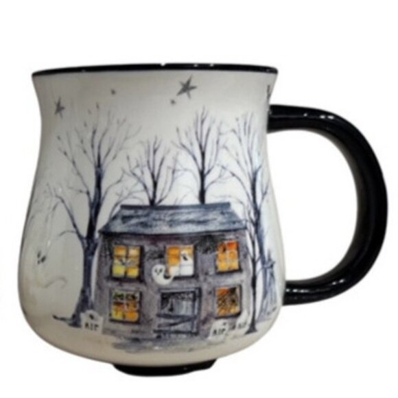 Potter's Studio Halloween Haunted House Ceramic Mug Witch Ghost Tombstone New - Picture 1 of 6